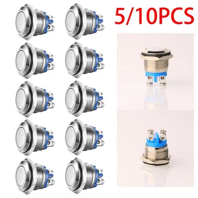 5/10x Metal Boat Horn Momentary Push Button 12mm Stainless Steel Starter Switch