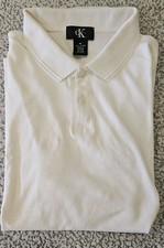Calvin Klein Men's Bright White Polo Shirt Short Sleeve lightweight Cotton M