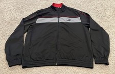 Puma Track Jacket Full Zip Black Gray Red Size XL Embroidered