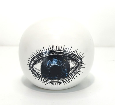 Greenbrier International Decorative Ceramic Blue Eyeball 3.5''-Diameter Used