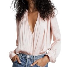 PAIGE Light Pink Sevilla Deep V Bodysuit XS