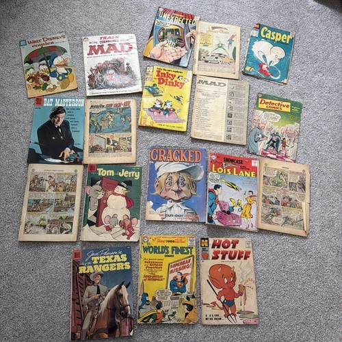 Vintage 1950s Comic Book Lot Mad Cracked Worlds Finest Superman Batman Lois Lane