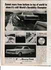 Original 1965 Mercury Comet Magazine Ad "World's Durability Champion"