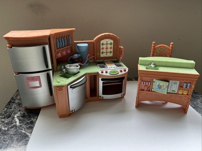 Fisher Price Loving Family  Refrigerator Stove Oven Sink Dishwasher Bar & Chair