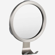 Anti-fog shower mirror with suction cups and razor holder for easier shaving
