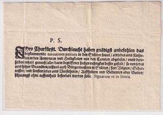 Vorphila Kurfürstliche Anweisung zur Weiterleitung von "executions patenta"