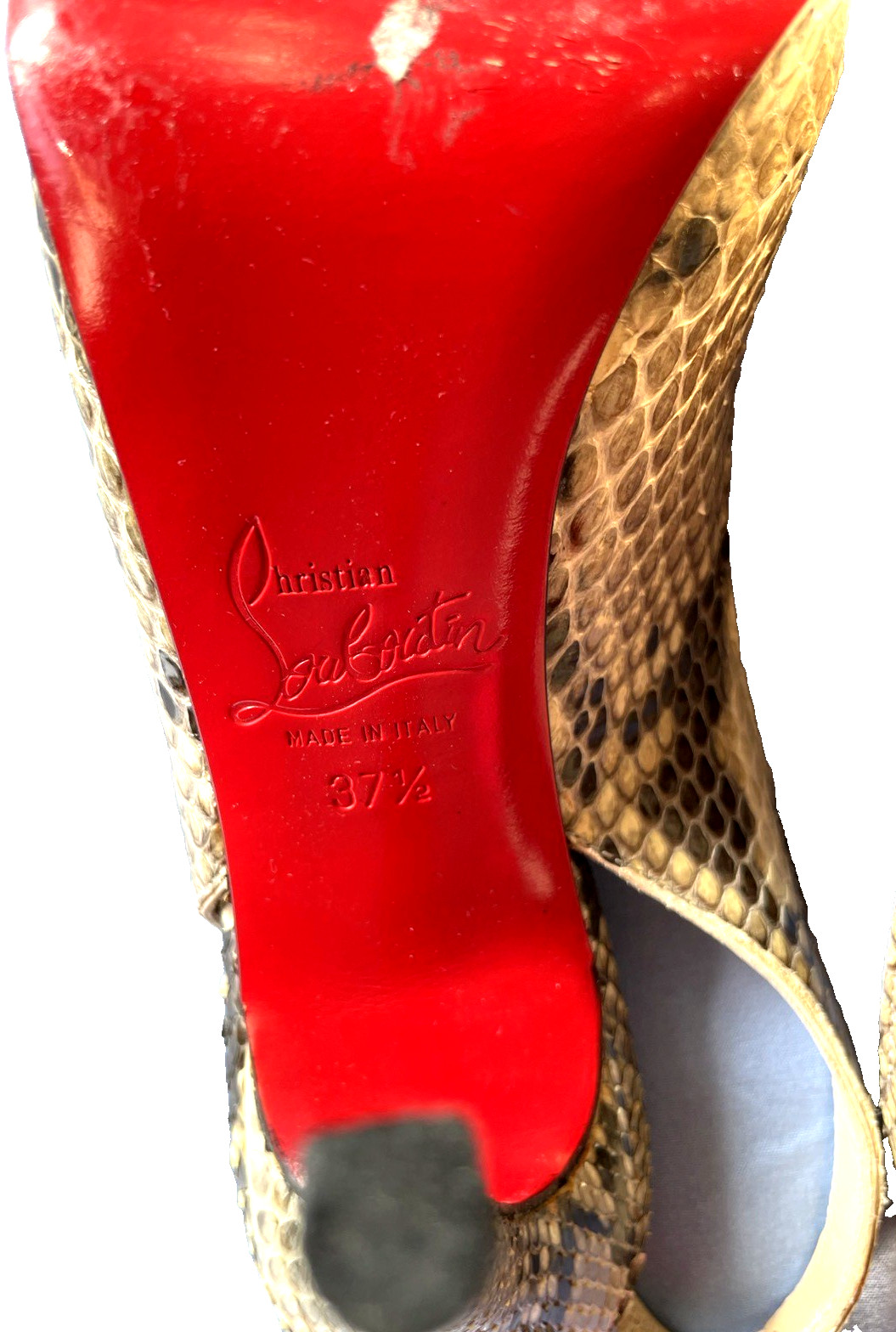 LOUIS VUITTON PARIS  PYTHON SLING BACK PLATFORM H… - image 6