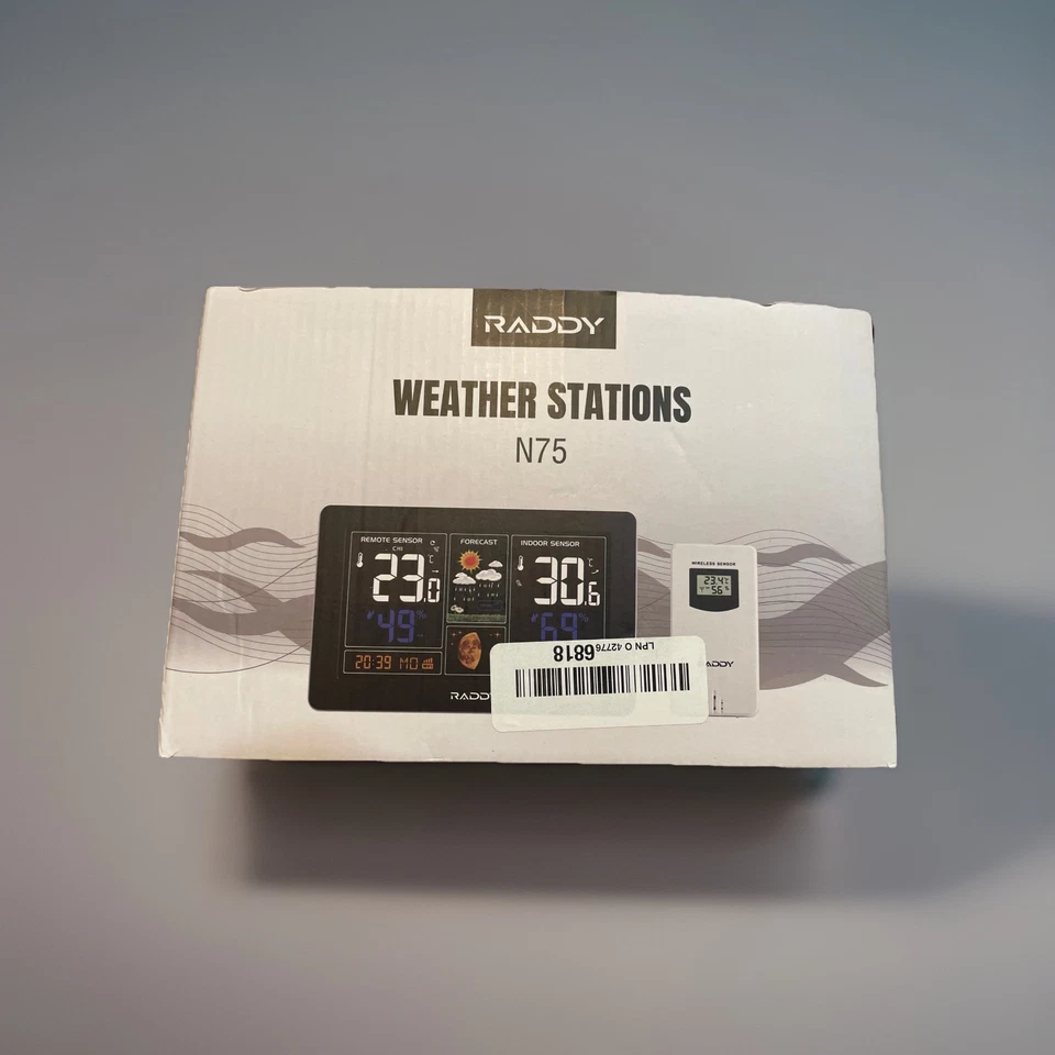 Raddy N75 WiFi Weather Station Date Humidity, Temp, 7.5 LCD Indoor/Outdoor NEW - Image 3 of 4
