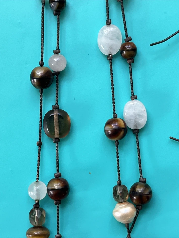 Lia Sophia“Cimaron”项链带Rosé石英和老虎眼珠耳环 — 第 4/4 张图片