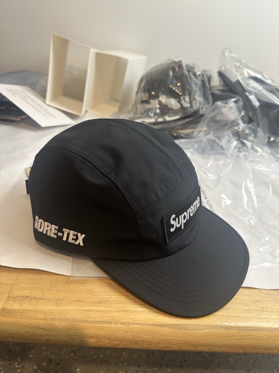 New Supreme SS26 GORE-TEX Embroidered Graphic Camp Cap Black New Supreme SS26 GORE-TEX Embroidered Graphic Camp Cap Black