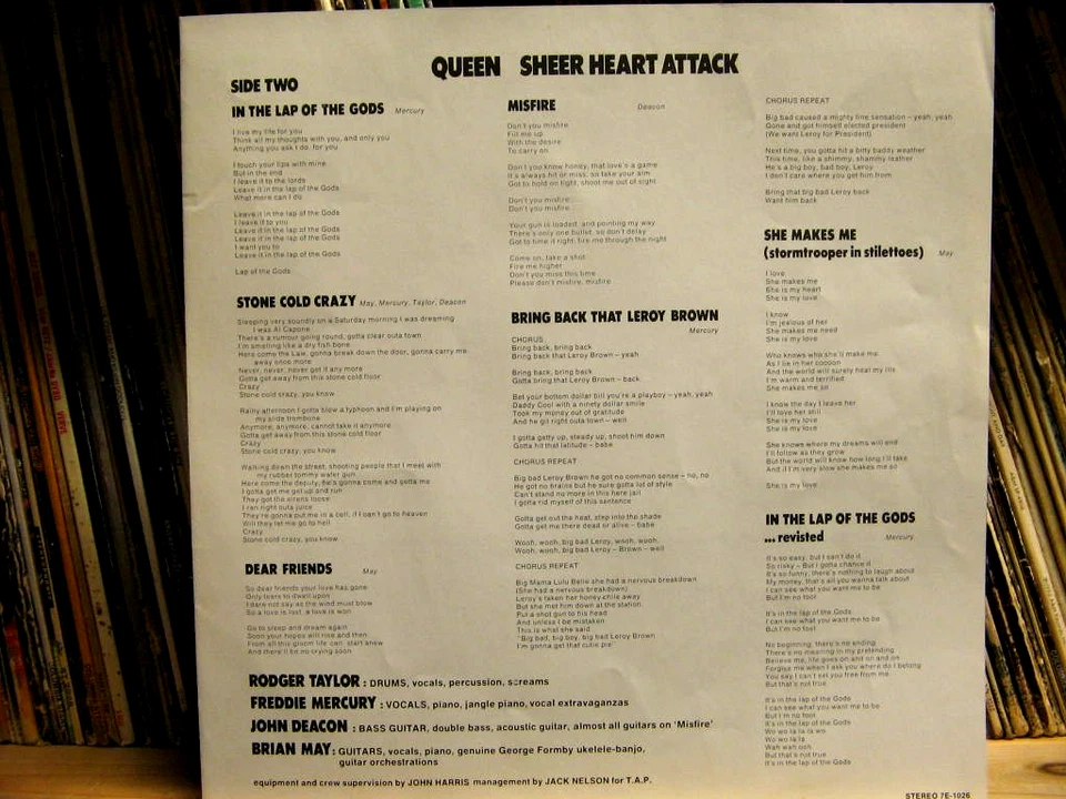 Queen / Sheer Heart Attack - Classic Rock Vinyl - Rare Promo With Insert - 1974 - Image 4 of 4