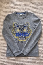 Kenzo Paris Gray Cotton Tiger Embroidery Crewneck Sweatshirt Medium