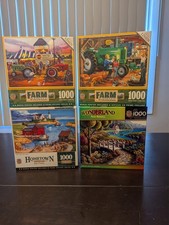 LOT OF 4 MASTER PIECES PUZZLES, 1000-PIECES EACH