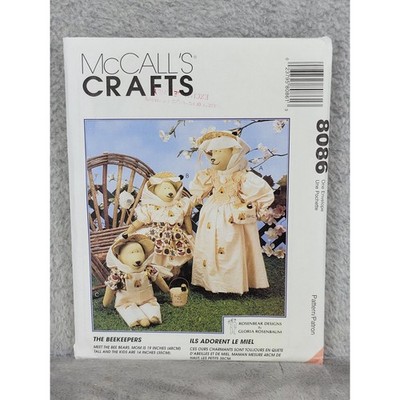 McCalls 8086 The Beekeepers Stuffed Bears Doll Clothes Sewing Pattern 1996 90s