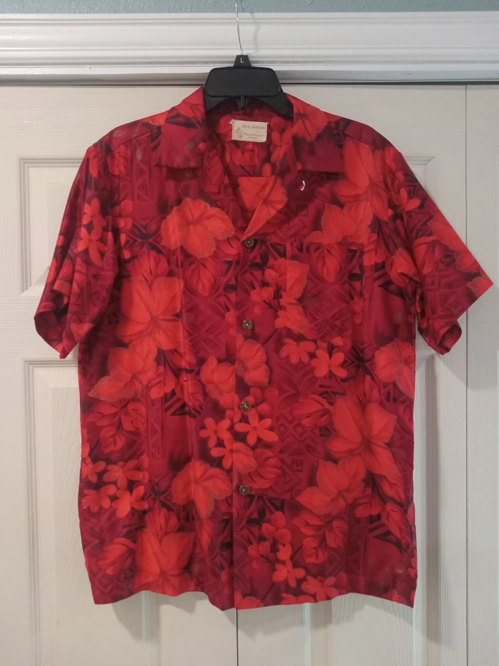 Camisa masculina havaiana real vintage grande floral feita com botões no Havaí anos 90 - Imagem 4 de 4