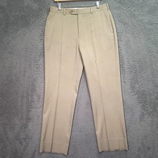 Brooks Brothers Madison Mens Dress Pants Taupe Wool Flat Front 35x31