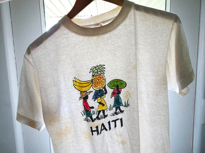 M Vtg 70s Haiti Trashed Distressed Skate Punk Rock Single Stitch 50/50 T-Shirt