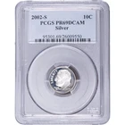 2002-S 10c Roosevelt Silver Proof Dime ~ PCGS PR69DCAM