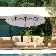 Outsunny Double-sided Patio Umbrella with Tilt Outdoor Umbrella