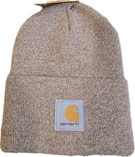 Carhartt Knit Cuffed Beanie Hat OSFA Beige Winter Cap Model A18 NWT