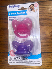 1 PACK 2 PACIFIERS BABY KING SILICONE BINKY 0 MONTHS BPA FREE - NEW