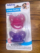 1 PACK 2 PACIFIERS BABY KING SILICONE BINKY 0+ MONTHS BPA FREE - NEW