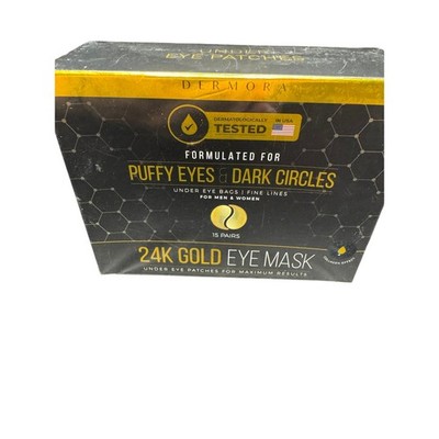 Dermora 24K Gold Eye Mask for Puffy Eyes & Dark Circles For Men & Women 15 pairs