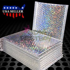 ANY SIZE Holographic Silver Bubble Padded Mailers Shipping Envelopes Bags Kraft