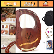 16-String Mahogany Lyre Harp Kit - Perfect for Beginners  Adults, Music Therapy