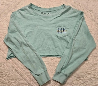 Bum Equipment Cropped Shirt M Womens Teens Mint Green Logo Free Shipping