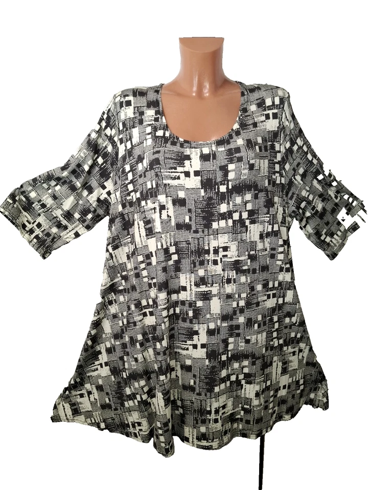 Naveed Tunika Shirt ca 50 52 (2) NEU A-Linie schwarz weiß Jersey Frühling Sommer - Bild 1 von 4
