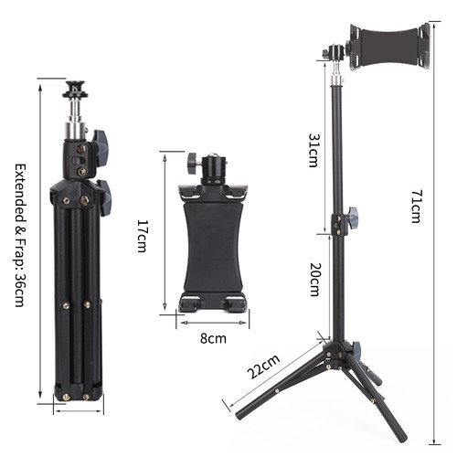 Adjustable Floor Selfie Ring Light Stand 4 Phone Holder/Tablet Tripod Stand USA - Picture 51 of 56