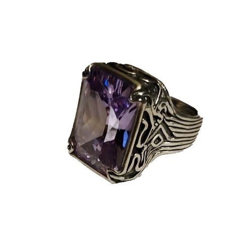 Silpada Sterling Silver 'Zircon Token' Ring With Dark Green Cubic Zirconia - Hammered Band - View #3