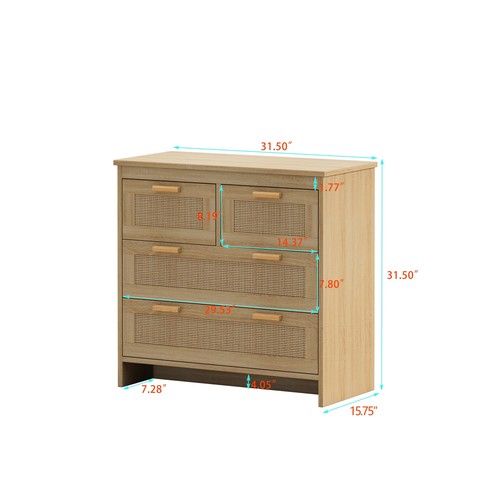 4 Drawers Rattan Cabinet for Bedroom, Living Room, Easy Assembly - Picture 3 of 8