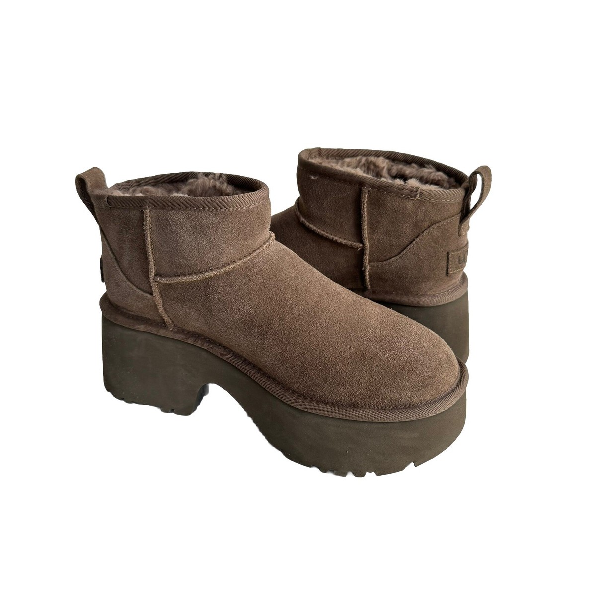 UGG CLASSIC ULTRA MINI NEW HEIGHTS HICKORY PLATFORM BOOTS US