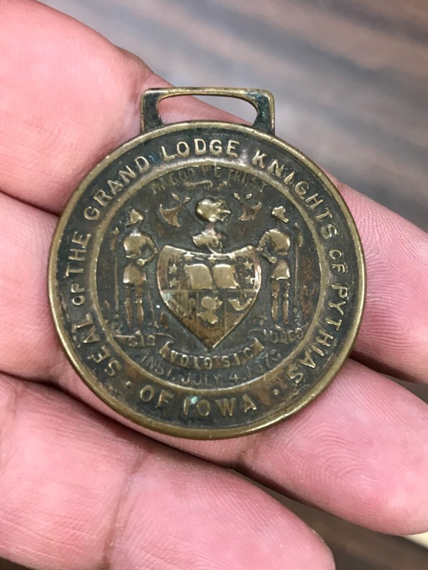 1914 knights of pythias iowa grand lodge golden jubilee watch fob