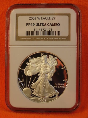 2002 W American Silver Eagle Ultra Cameo Struck at West Point Mint (NGC) PF 69