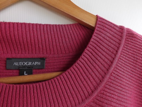 New Autograph Jumper L Plus Size Womens Pink Ribbed Knit Pullover Dolman Sleeve - Picture 3 of 8