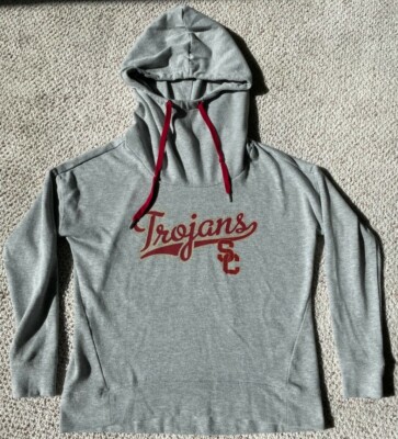 USC TROJANS Sparkle Grey XS Elongated Hooded Sweatshirt NCAA SC