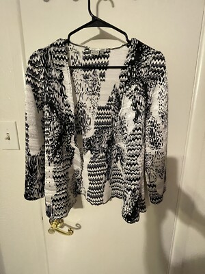 Alberto Makali Women Light  Jacket  Crop Sequins Crinkle Size Large Black And Wt