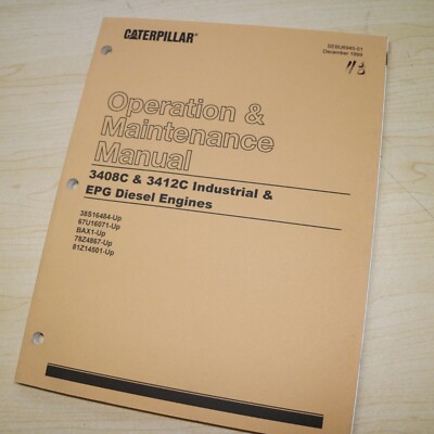 CAT Caterpillar 3408c 3412c Industrial Engine Operation/Maintenance Manual guide