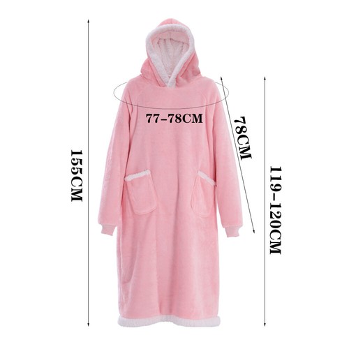 UK Men&Women Extra Long Hoodie Blanket Oversized Hooded Sweatshirt Sherpa Fleece - Picture 44 of 45