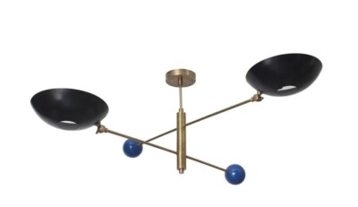 Two Shades Pendant Mid Century Modern Raw Brass Sputnik chandelier light Fixture