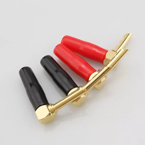8pcs High-end Gold Plated 90 Degree Banana plug Screw Lock Connector Audio Wire - Picture 2 of 7