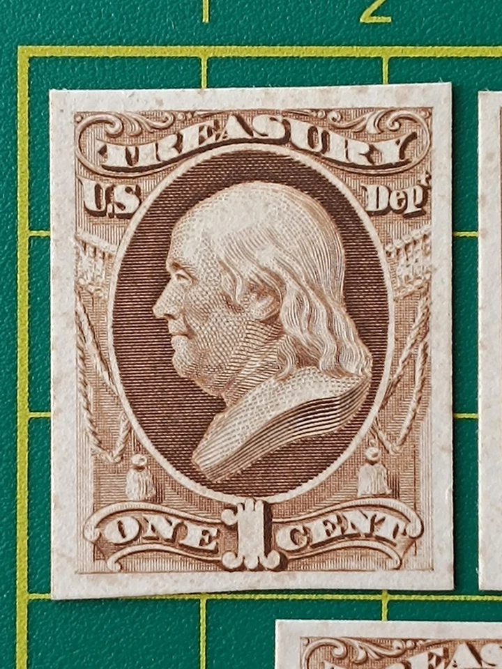 US Stamps, Official Treasury Dept. Set of 11, Trial Color PROOF on Card, VF, MLH - Image 4 of 4