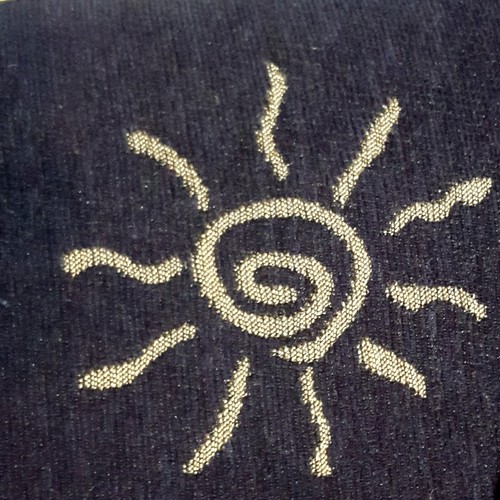 Footstool - Gold Fringe, Velvety Navy Blue, Whimsical Sunbursts 13x18x7" READ! - Picture 8 of 8