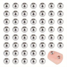 1Box 100pcs 201 Stainless Steel Spacer Beads Round Stainless Steel Color