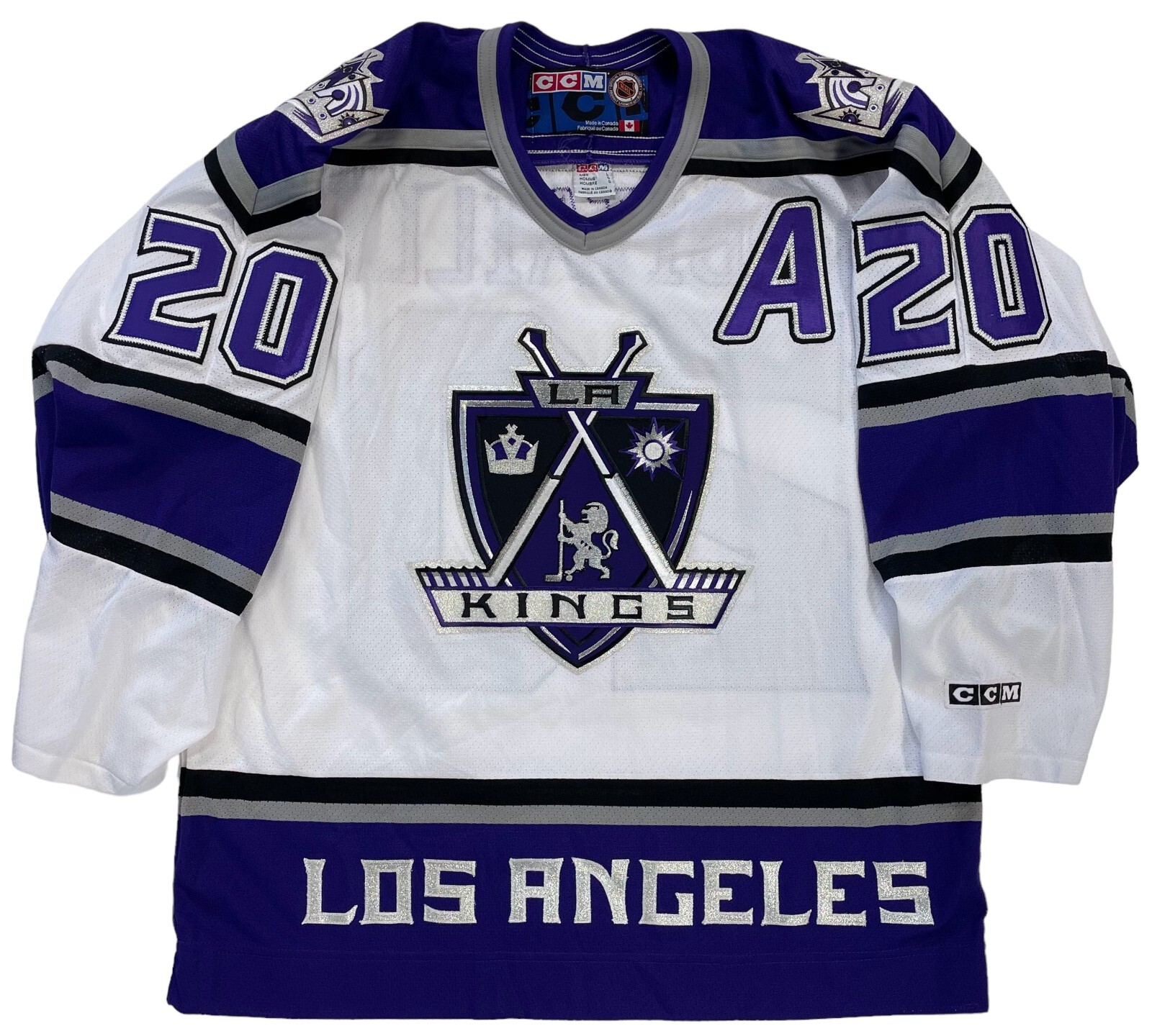 LUC ROBITAILLE LOS ANGELES KINGS ORIGINAL 1998 CCM WHITE JERSEY LARGE ...