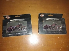 Vintage lot Of 2 1998 Harley Davidson Collectors Tins 4 Decks of Playing Cards