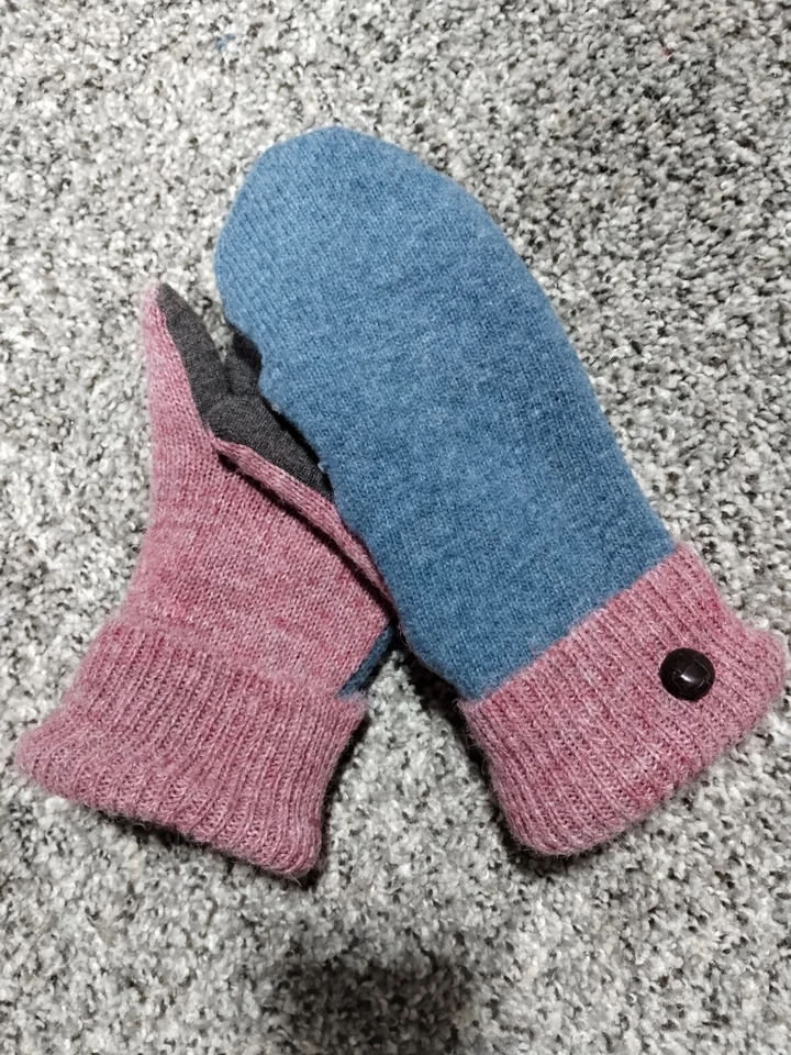 Шерстяные варежки ручной работы из переработанной шерсти с флисовой подкладкой Blizzard - Изображение 3 из 4